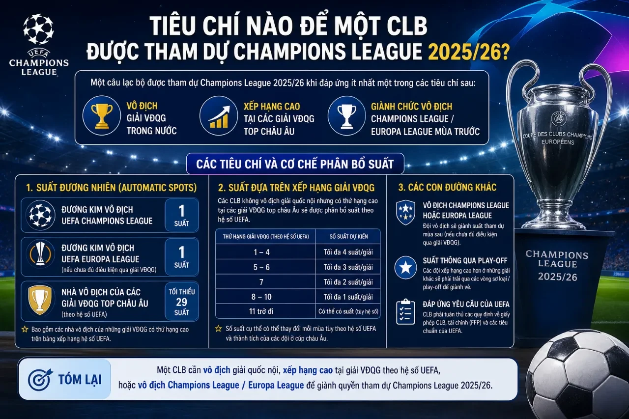 Tiêu chuẩn kỹ thuật phân bổ các suất tham gia vòng đấu bảng chính thức giải đấu C1