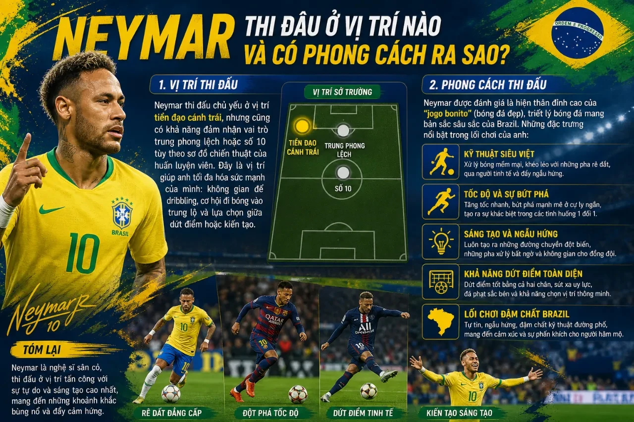 Tiền đạo người Brazil thực hiện kỹ thuật đi bóng vượt qua hàng phòng ngự đối phương