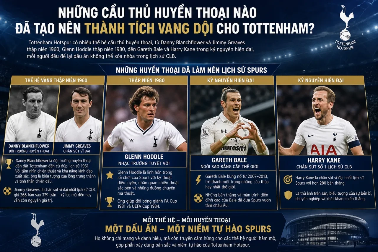 Bức ảnh vinh danh các danh thủ vĩ đại trong lịch sử Tottenham Hotspur
