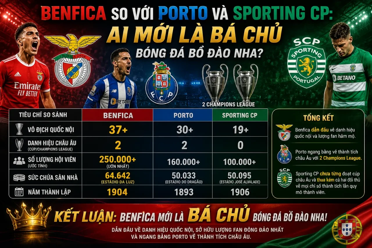 Bầu không khí rực rỡ sắc đỏ tại khán đài sân vận động Estádio da Luz