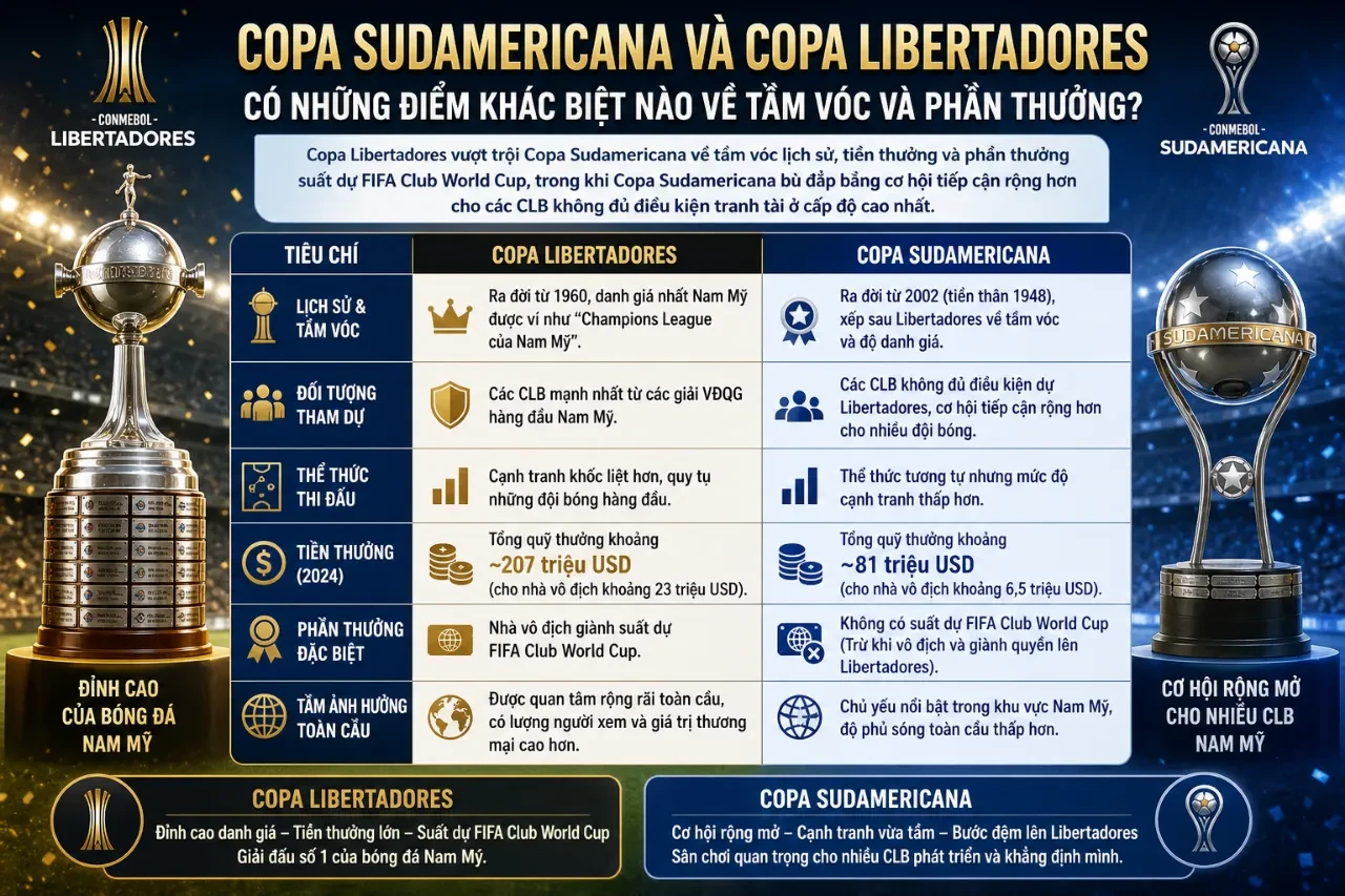 Trận cầu phân cấp giữa hai giải đấu Libertadores và Sudamericana tại Nam Mỹ