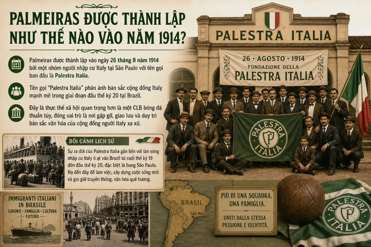 Hình ảnh tư liệu kỷ niệm ngày thành lập của đội bóng Palestra Italia năm 1914