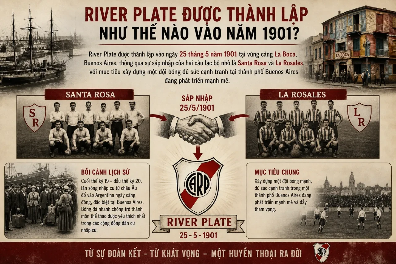 Tư liệu ghi nhận thời điểm khởi đầu thành lập của đội bóng River Plate tại Argentina