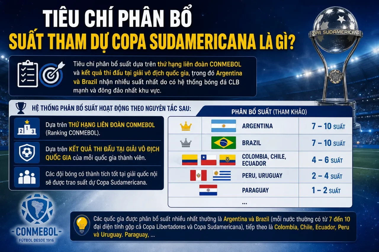 Bản đồ phân bổ suất tham dự Copa Sudamericana tại khu vực Nam Mỹ