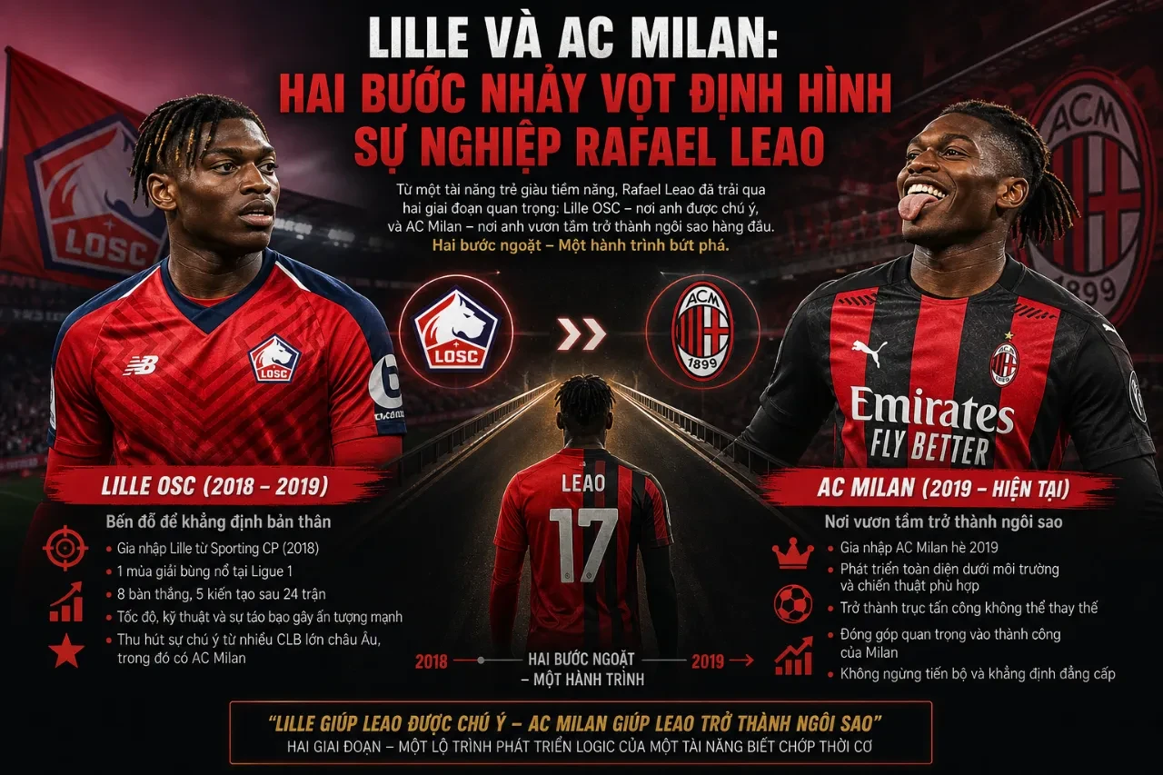 Rafael Leao trong màu áo sọc đỏ đen tung hoành tại sân cỏ nước Ý