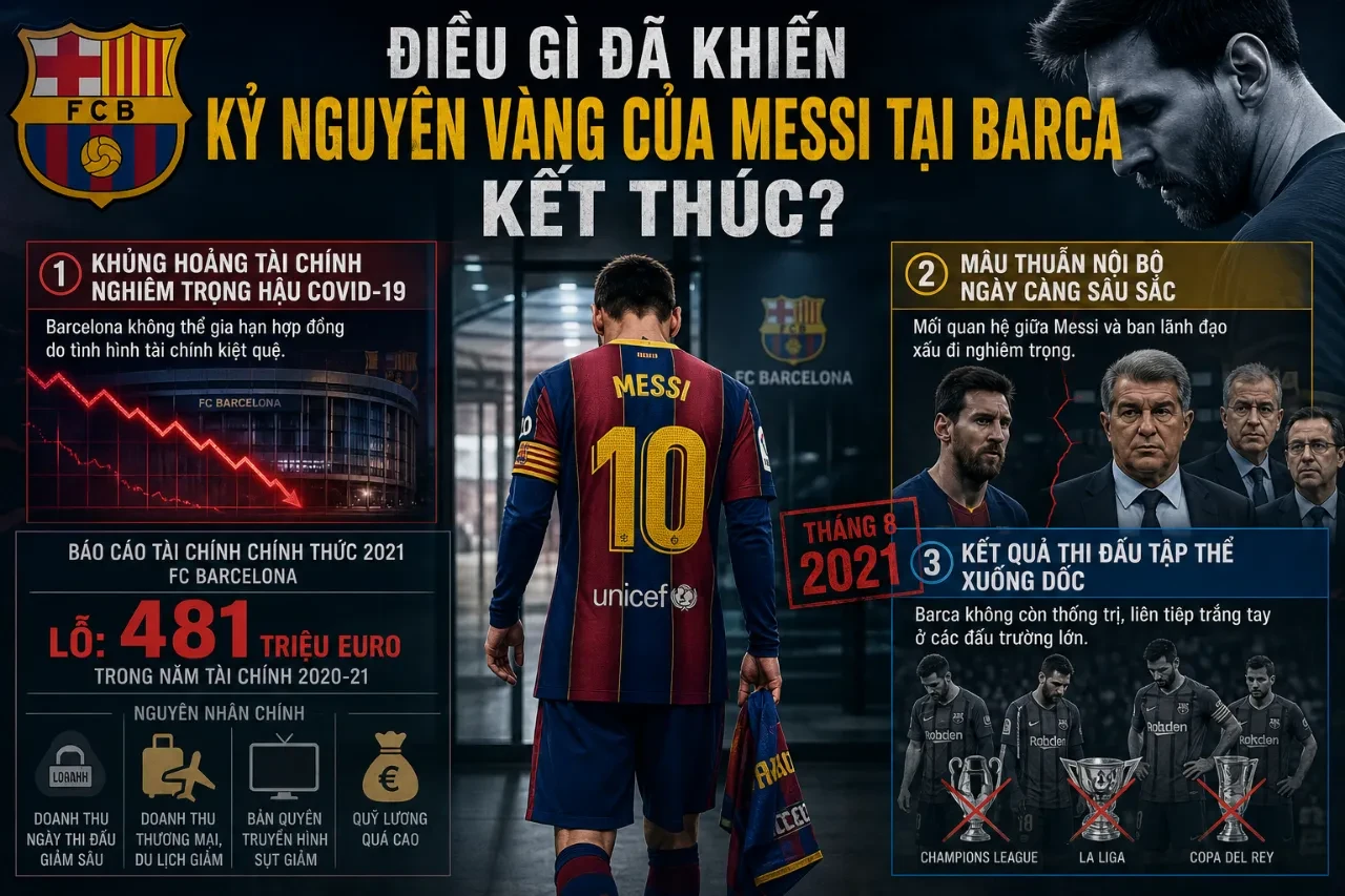 Lionel Messi ngấn lệ xúc động trong buổi họp báo chia tay Barcelona năm 2021