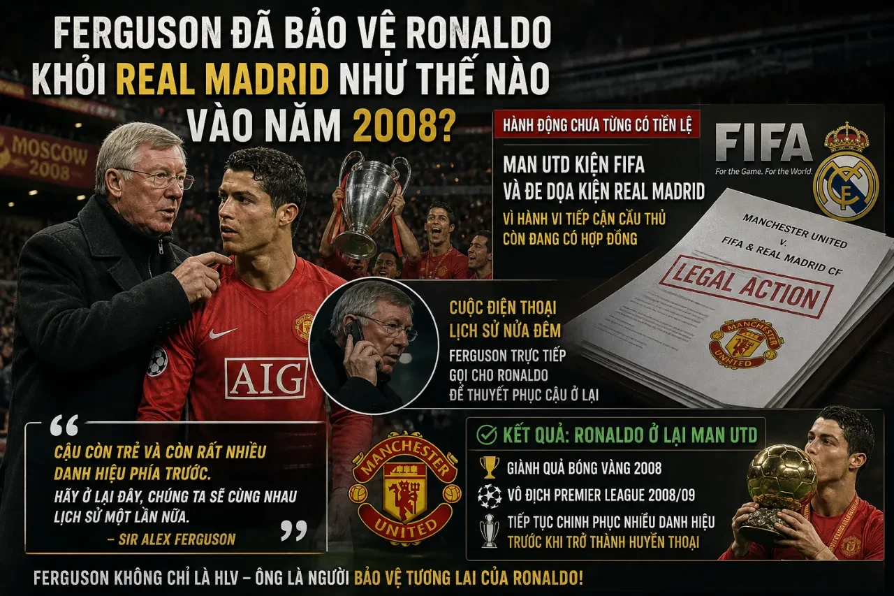 HLV Sir Alex Ferguson trao đổi đầy thân tình với trò cưng Cristiano Ronaldo trên sân tập