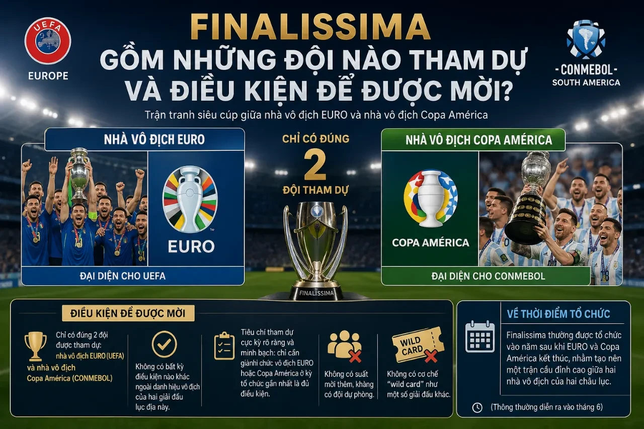 Sơ đồ minh họa hai biểu tượng vô địch EURO và Copa America hội tụ tranh tài tại giải đấu
