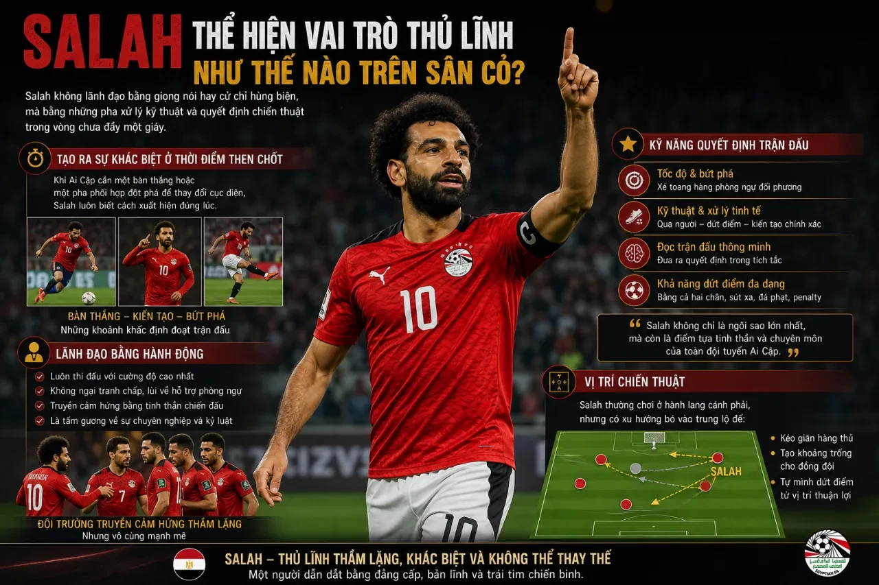 Mohamed Salah mang băng đội trưởng dẫn dắt đội tuyển Ai Cập thi đấu quyết tâm trên sân
