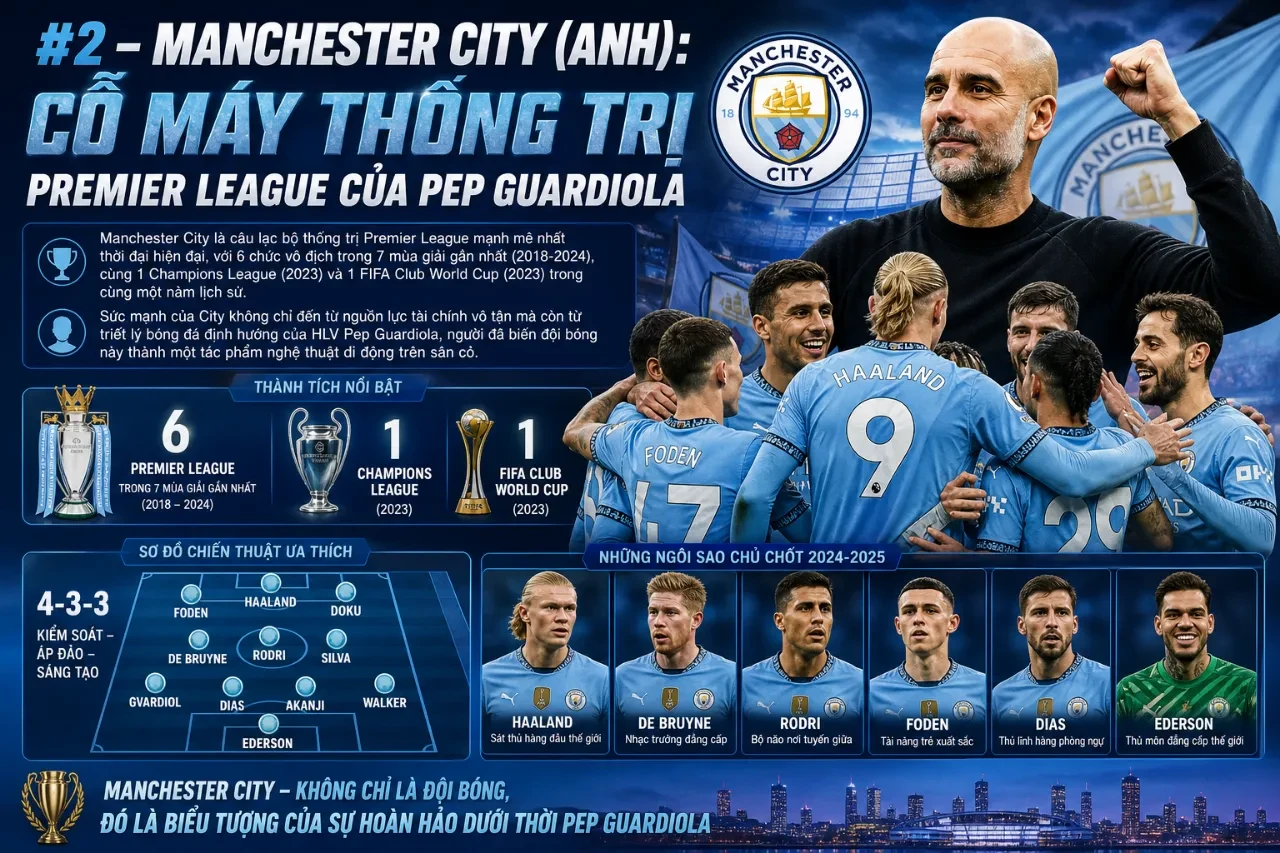 Manchester City triển khai lối chơi kiểm soát bóng áp đảo trước đối thủ