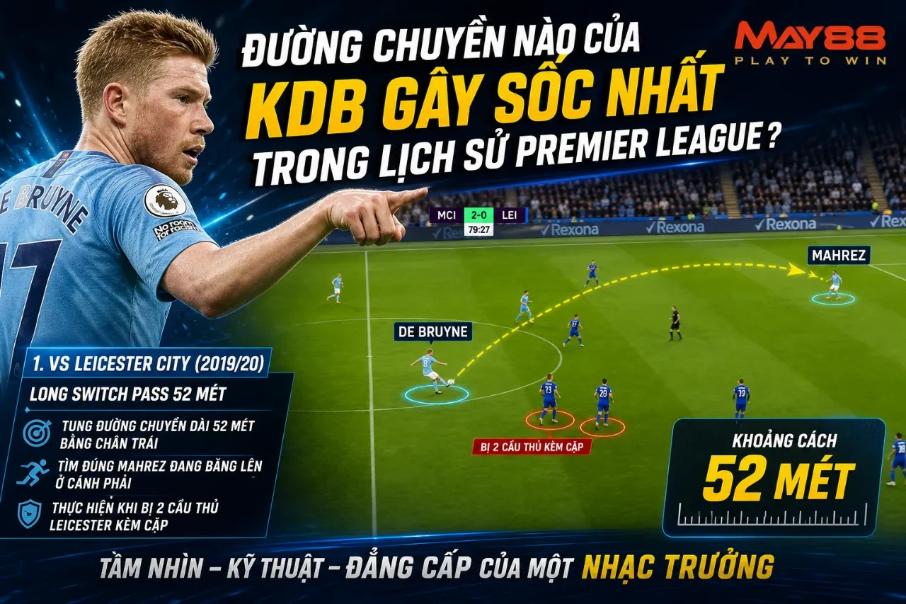 Khoảnh khắc Kevin De Bruyne tung ra đường chuyền kiến tạo quyết định tại Premier League