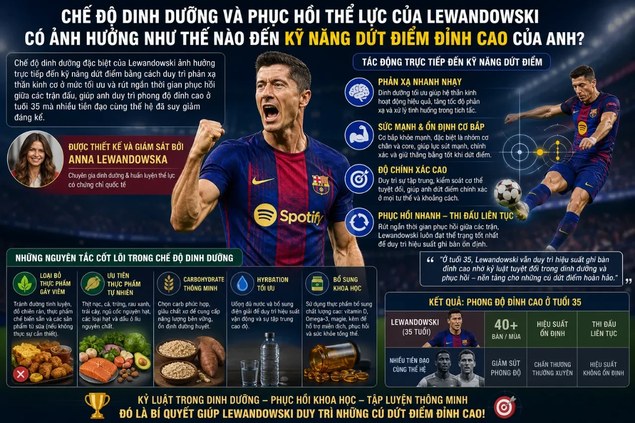 Robert Lewandowski duy trì chế độ tập luyện thể chất và dinh dưỡng nghiêm ngặt