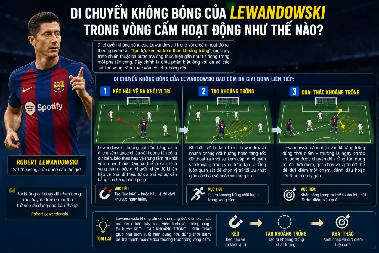 Sơ đồ phân tích các đường di chuyển không bóng thông minh của Robert Lewandowski