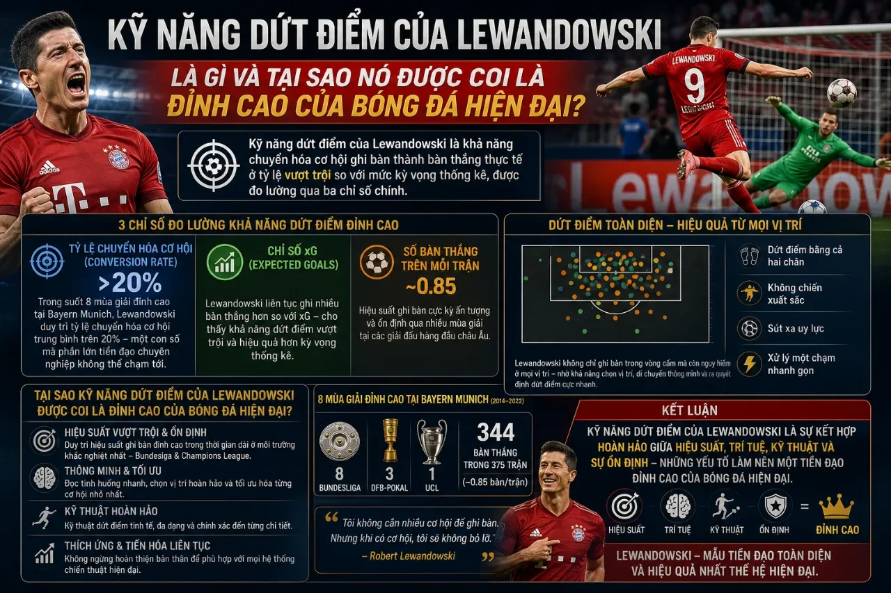 Giải Mã Kỹ Năng Dứt Điểm Của Robert Lewandowski – Bí Quyết Của Một Sát Thủ Vòng Cấm Toàn Diện