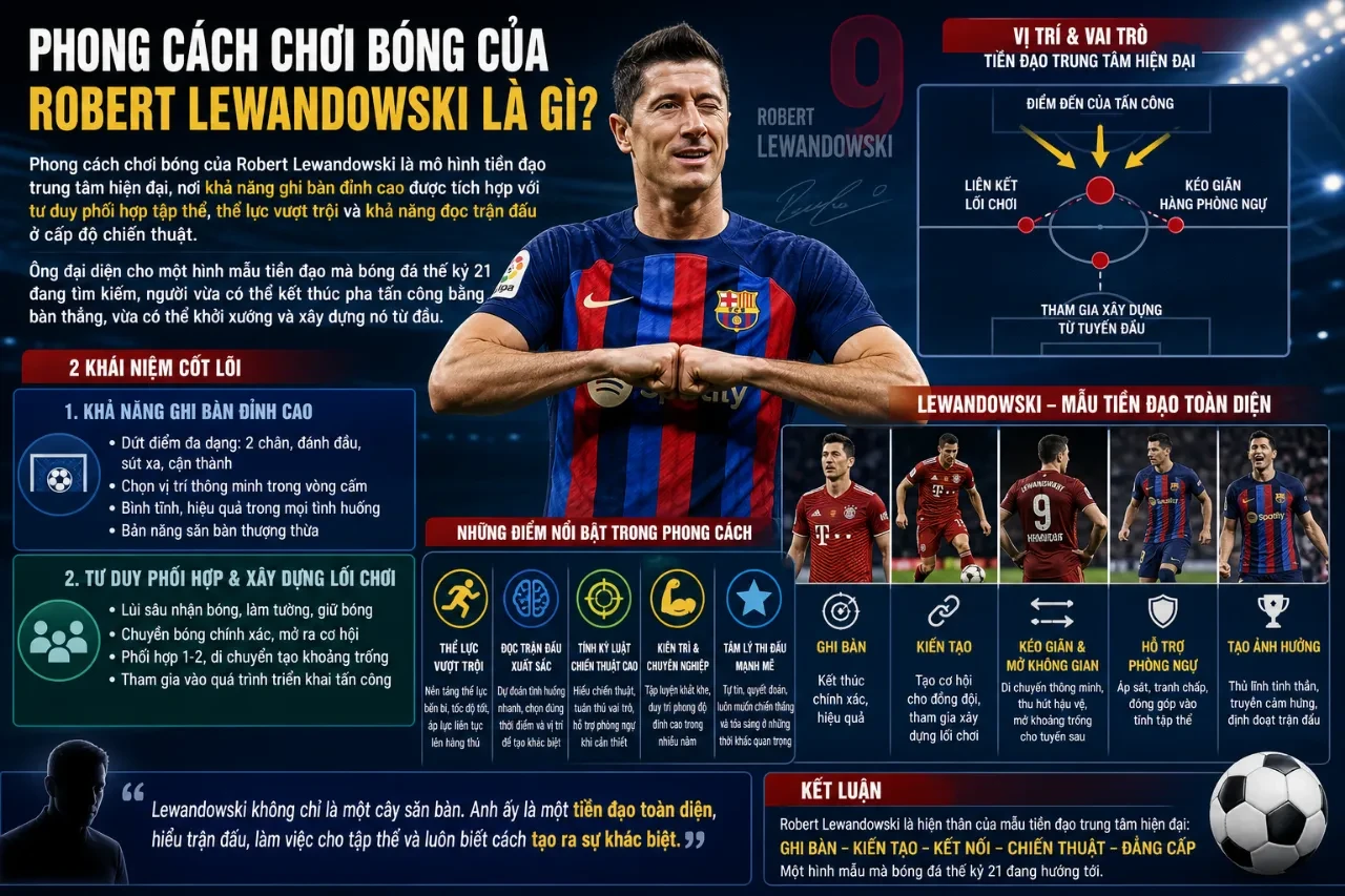 Giải Mã Phong Cách Chơi Bóng Của Robert Lewandowski: Từ Sát Thủ Vòng Cấm Đến Tiền Đạo Toàn Diện