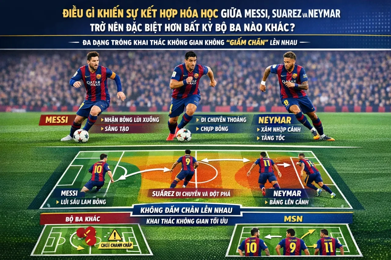 Sự ăn ý đặc biệt giữa Lionel Messi, Luis Suarez và Neymar trên sân thi đấu
