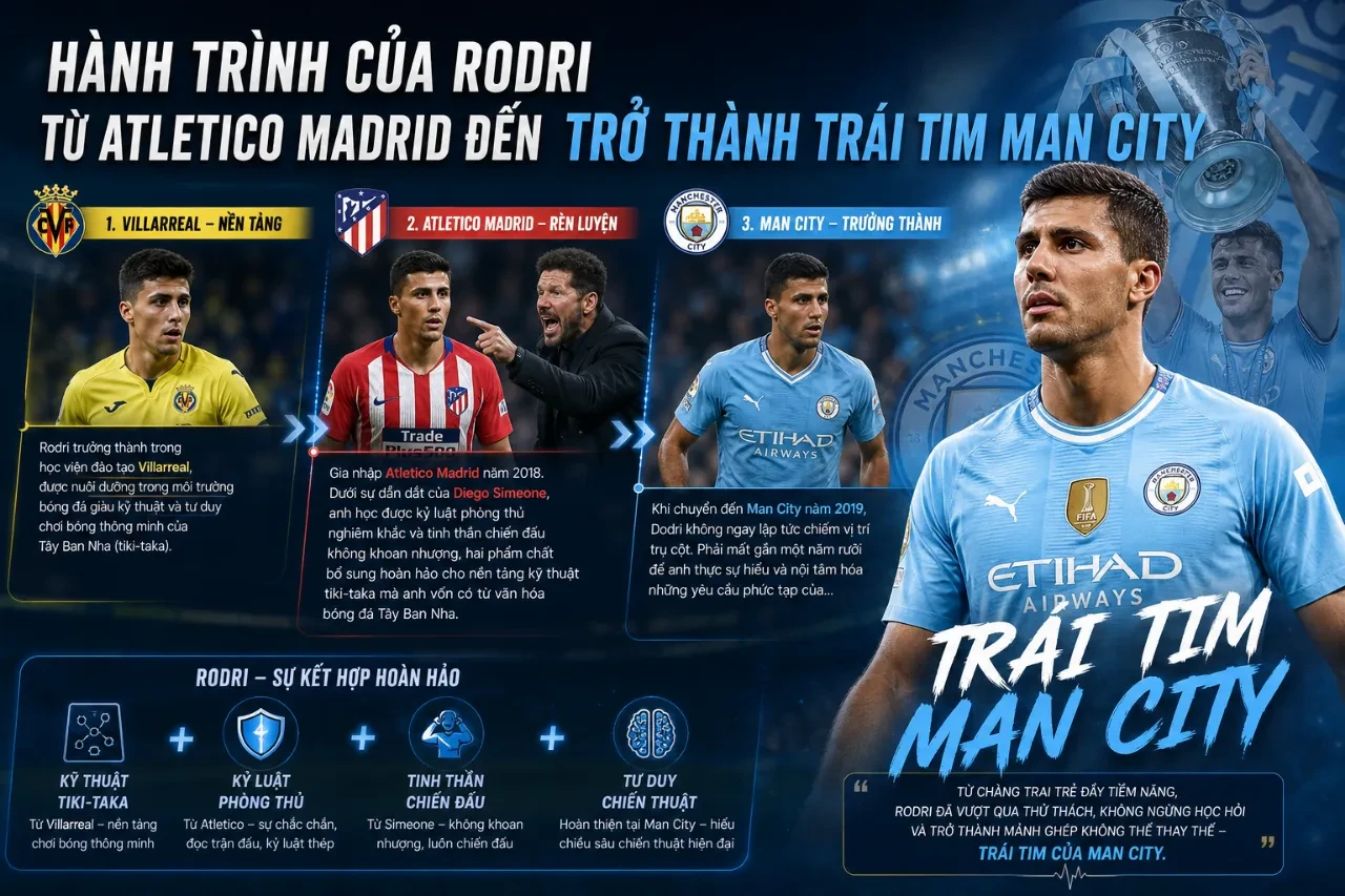 Rodri thi đấu đầy bản lĩnh và quyết đoán trong màu áo Manchester City