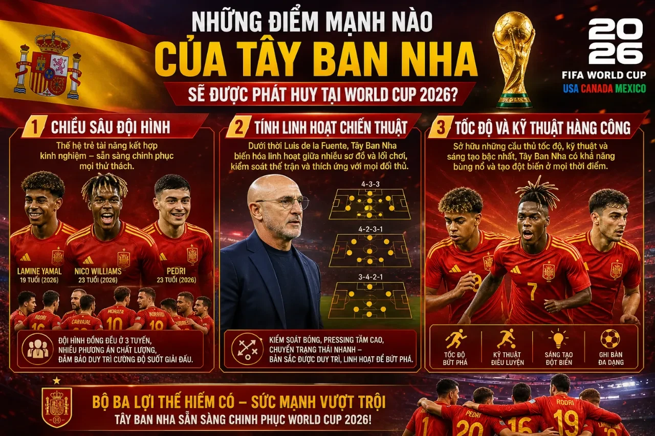 Đội hình tài năng thế hệ mới của tuyển Tây Ban Nha sẵn sàng cho World Cup 2026