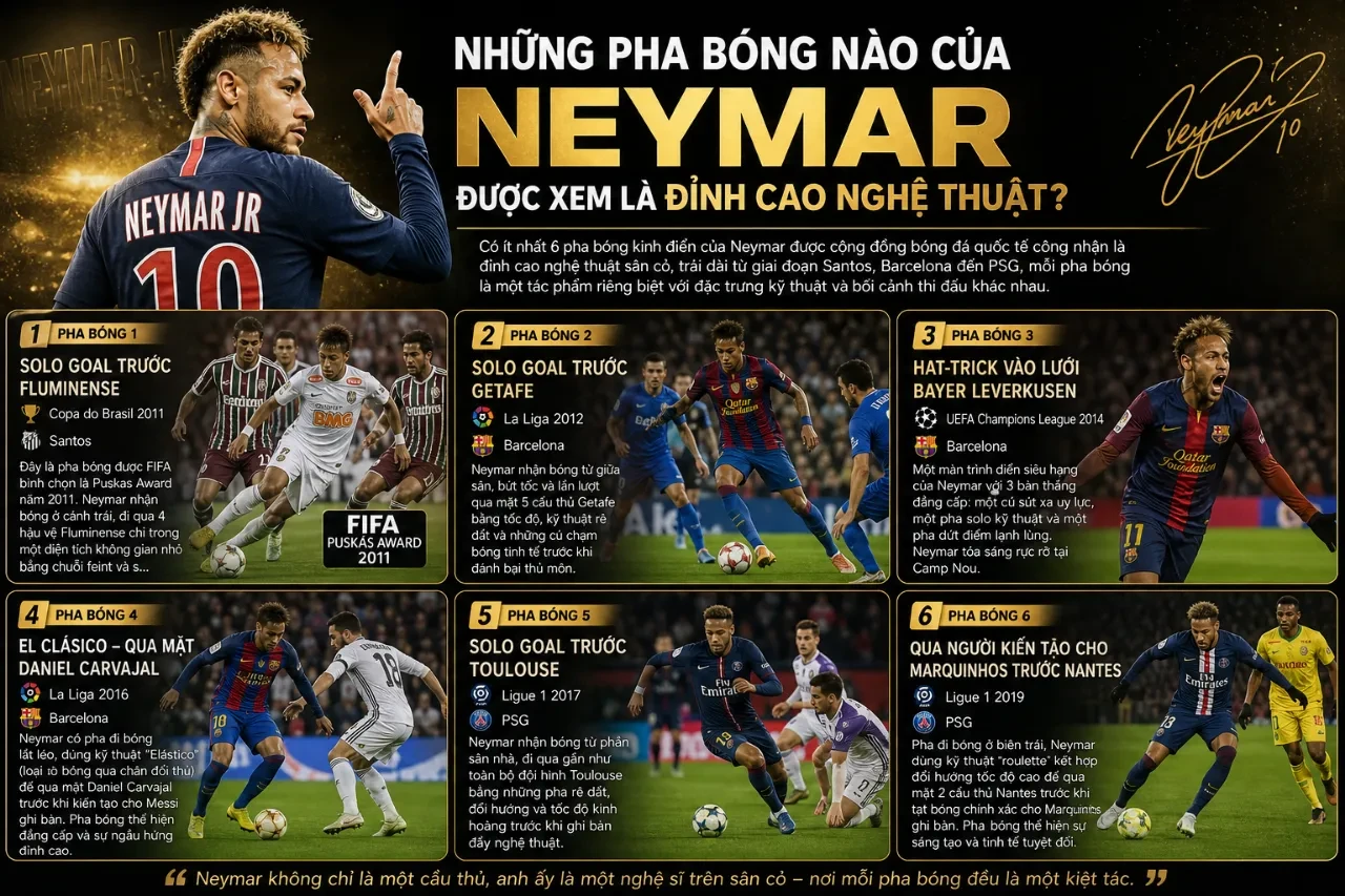 Những Pha Bóng Nào Của Neymar Được Xem Là Đỉnh Cao Nghệ Thuật?