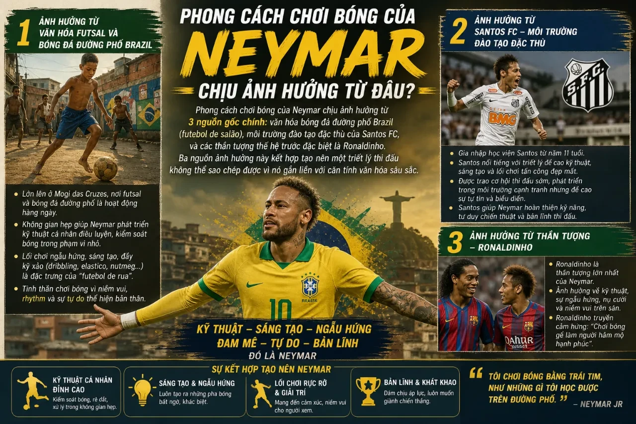 Khám Phá Phong Cách Chơi Bóng Của Neymar: Từ Kỹ Thuật Rê Dắt Đến Nghệ Thuật Sân Cỏ