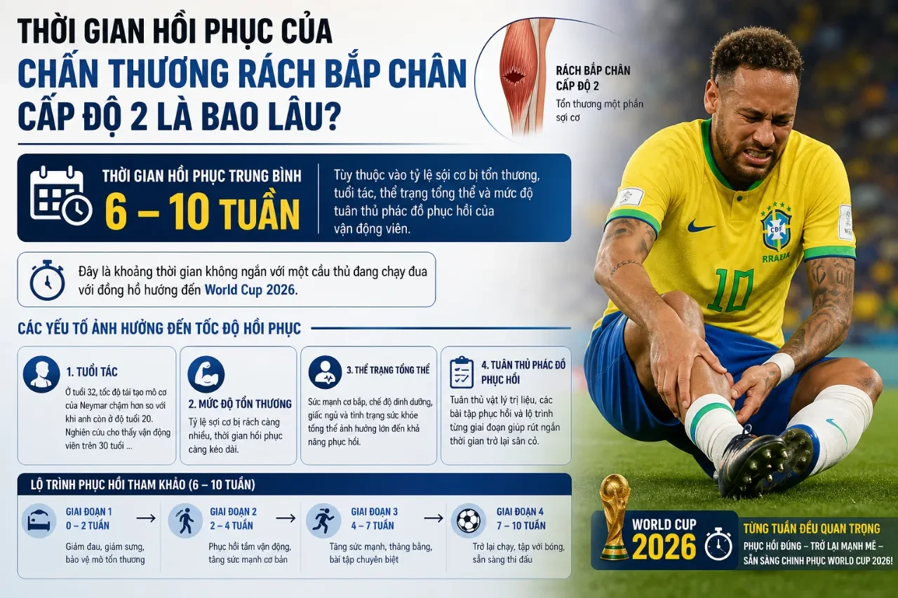 Sơ đồ và phác đồ theo dõi thời gian hồi phục chấn thương bắp chân của vận động viên