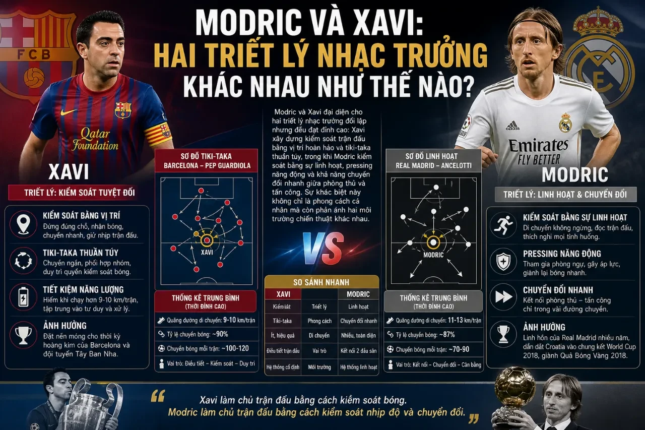 Màn đối đầu chiến thuật đỉnh cao giữa Luka Modric và Xavi Hernandez tại El Clasico