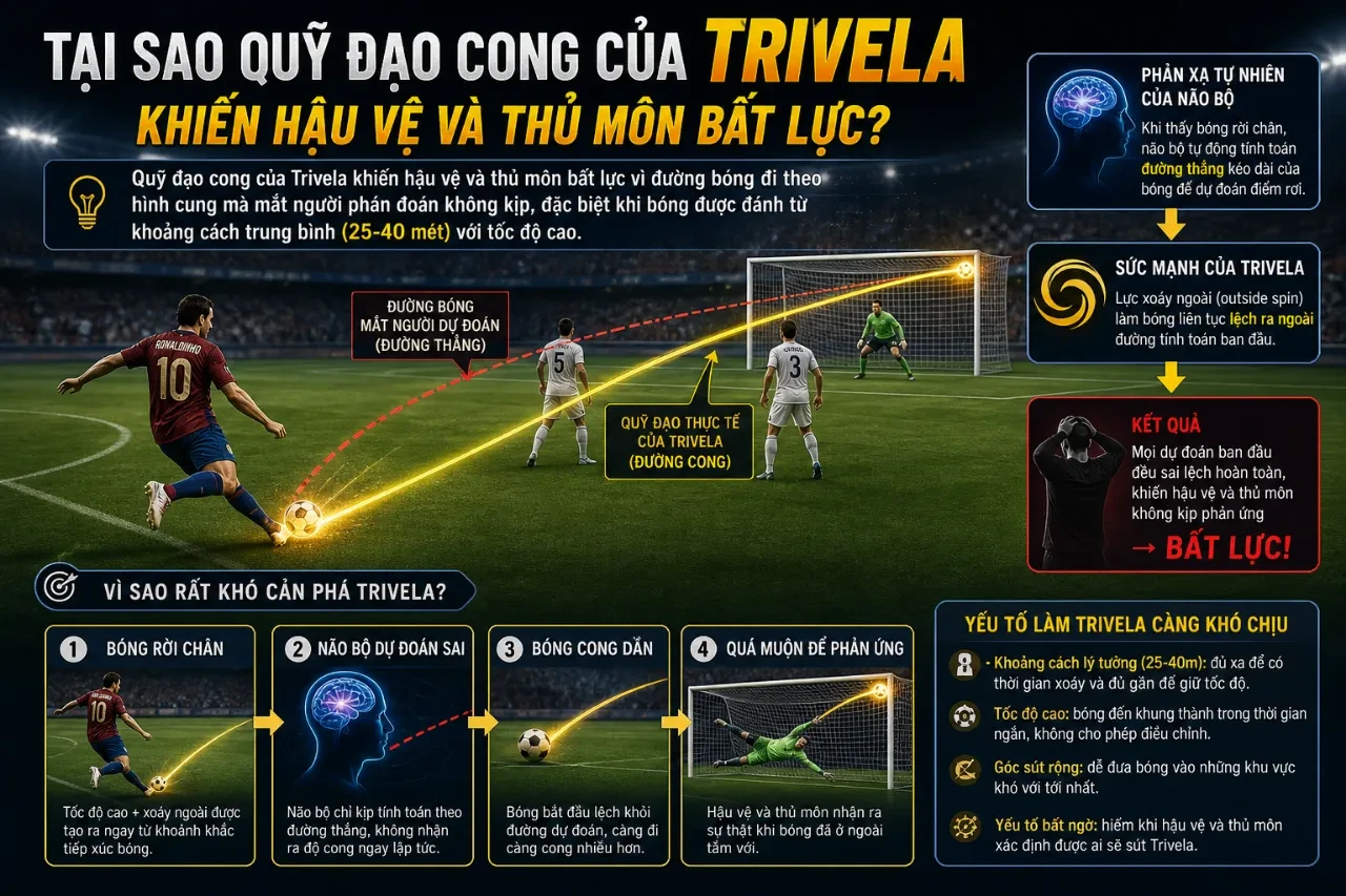 Quỹ đạo đường bóng cong ngoạn mục từ cú vẩy má ngoài trivela