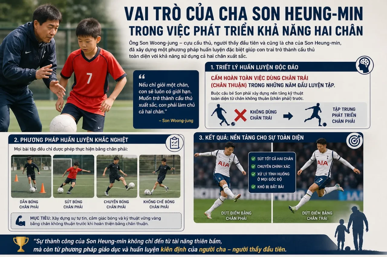 Son Heung-min cùng cha là ông Son Woong-jung trong một sự kiện bóng đá