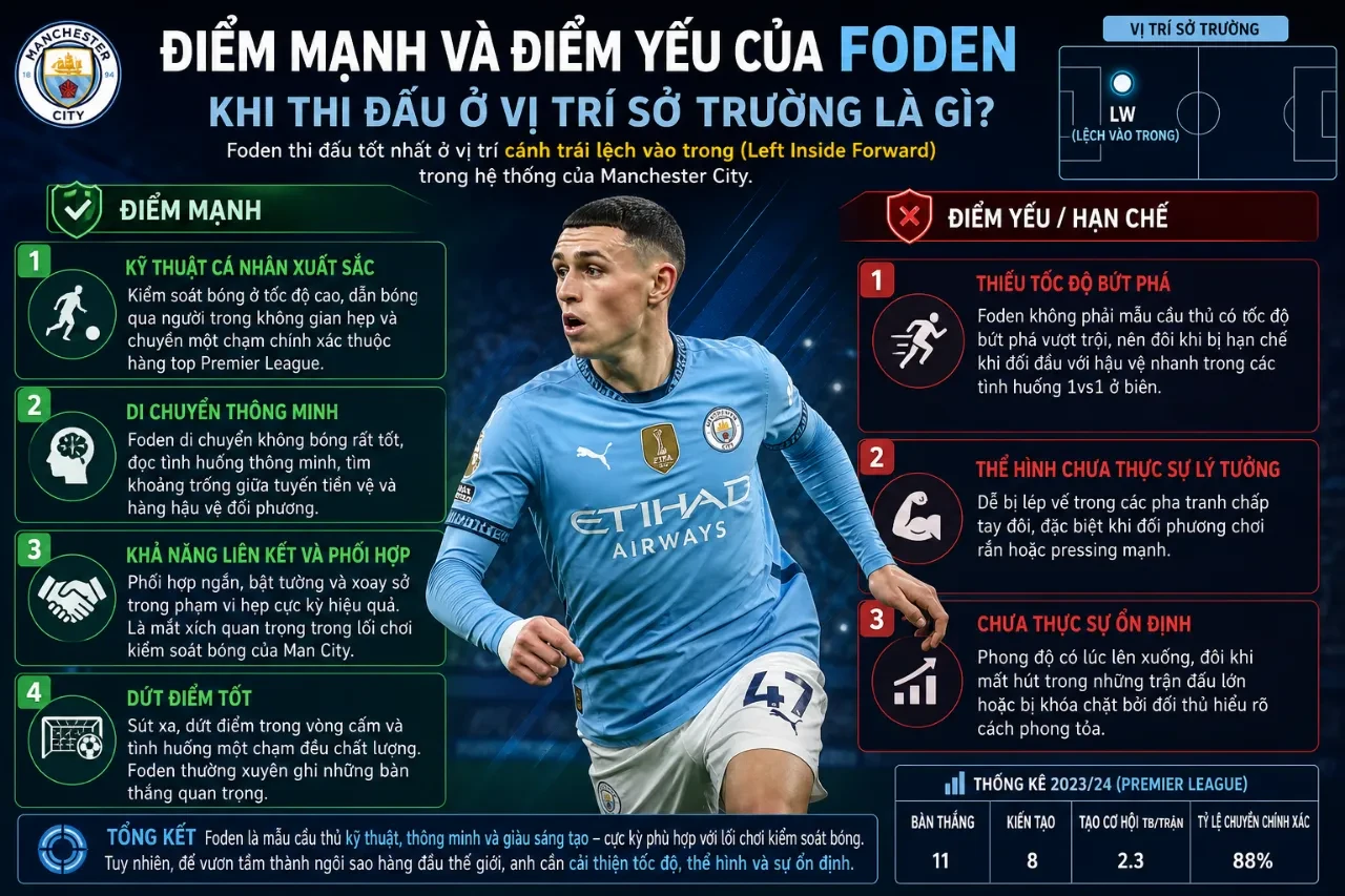 Phil Foden đi bóng vượt qua sự vây hãm của các hậu vệ đối phương