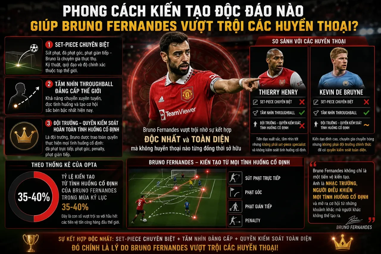 Bruno Fernandes thực hiện pha chuyền bóng chọc khe tinh tế cho đồng đội băng xuống