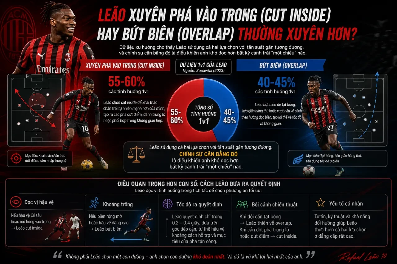 Giải Mã Phong Cách Chơi Bóng Rafael Leão: Tốc Độ, Kỹ Thuật Và Lối Xuyên Phá Cánh Trái Đỉnh Cao