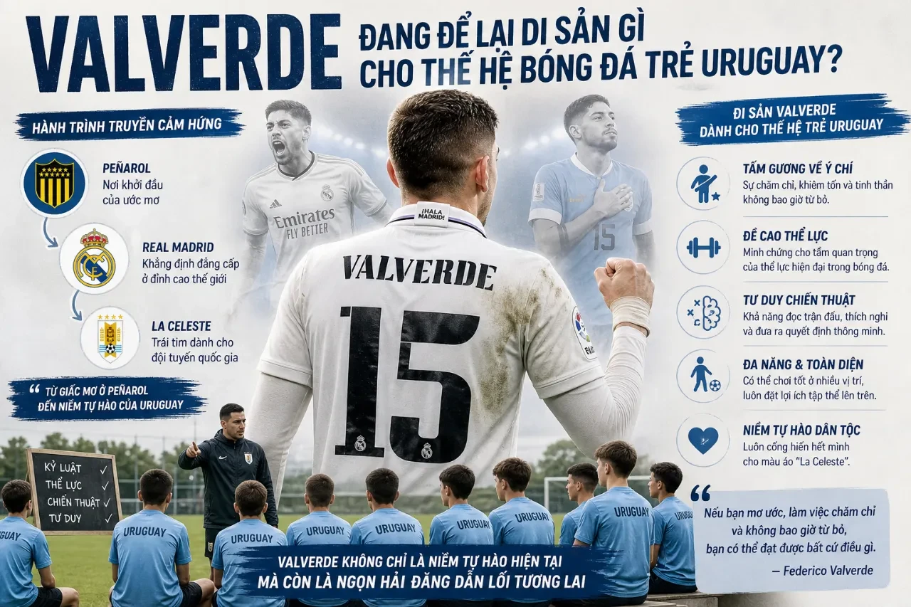 Federico Valverde giơ tay chào người hâm mộ sau trận đấu cùng tuyển Uruguay