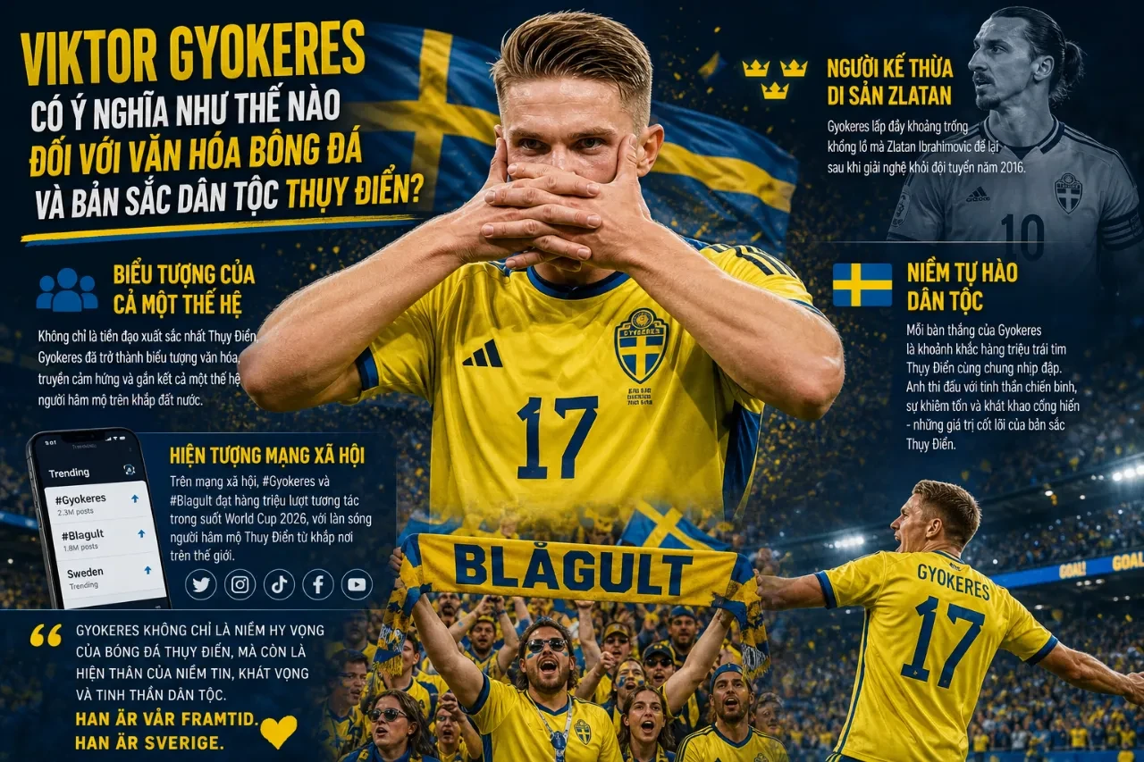 CĐV Thụy Điển mặc áo đấu số 9 ăn mừng chiến thắng bùng nổ tại World Cup 2026