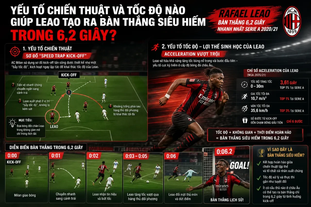 Rafael Leao Xác Lập Kỷ Lục Bàn Thắng Nhanh Nhất Lịch Sử Serie A: Siêu Phẩm 6,2 Giây Xóa Sổ Kỷ Lục 20 Năm