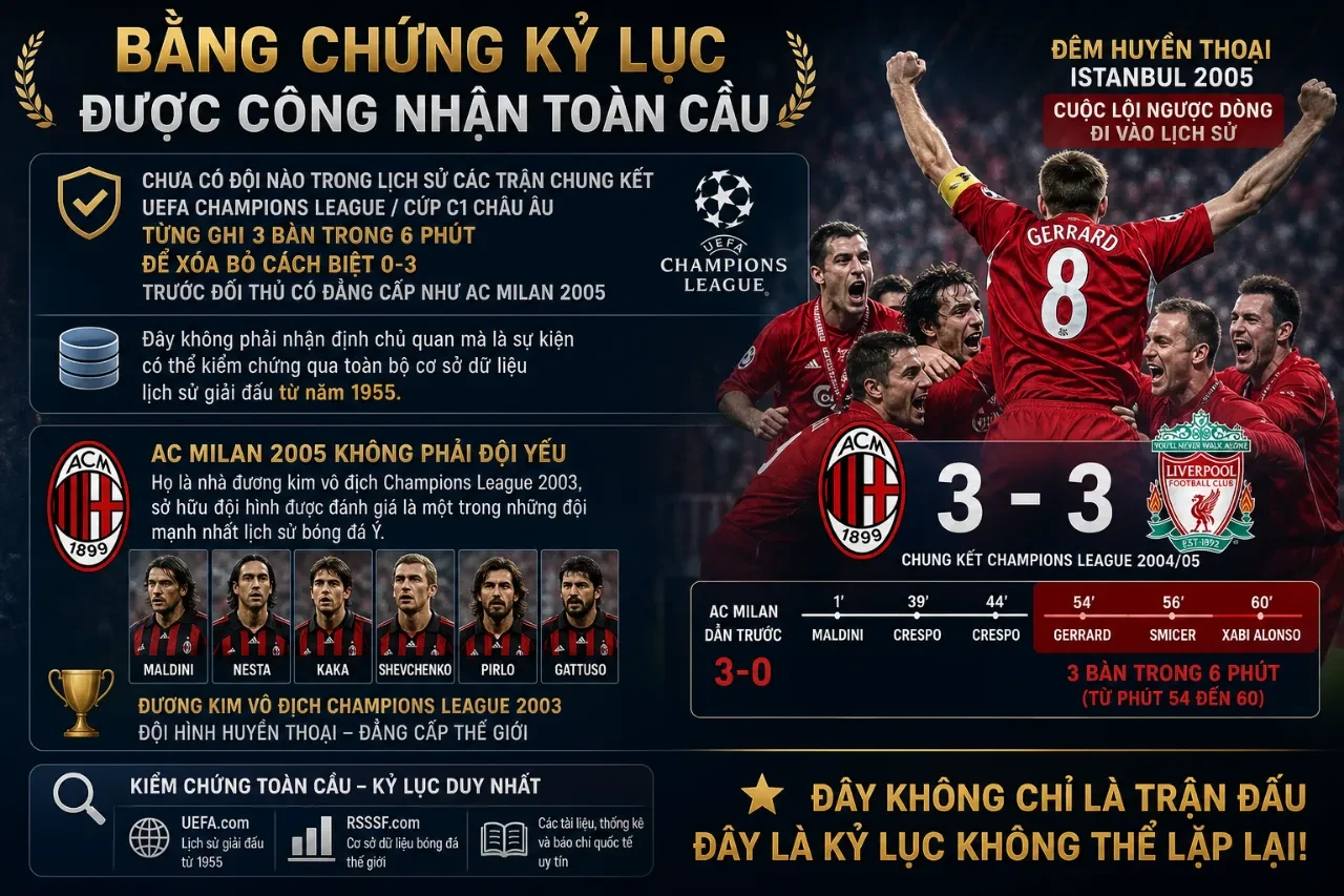 Biểu trưng kỷ lục lịch sử chính thức được cơ quan quản lý bóng đá UEFA ghi nhận vĩnh viễn