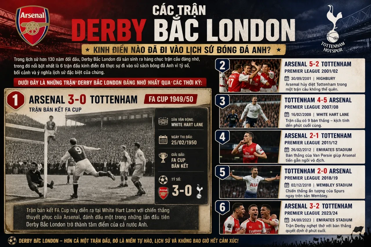 Khoảnh khắc ăn mừng bàn thắng đầy cảm xúc của các cầu thủ Arsenal trong một trận cầu Derby Bắc London kinh điển