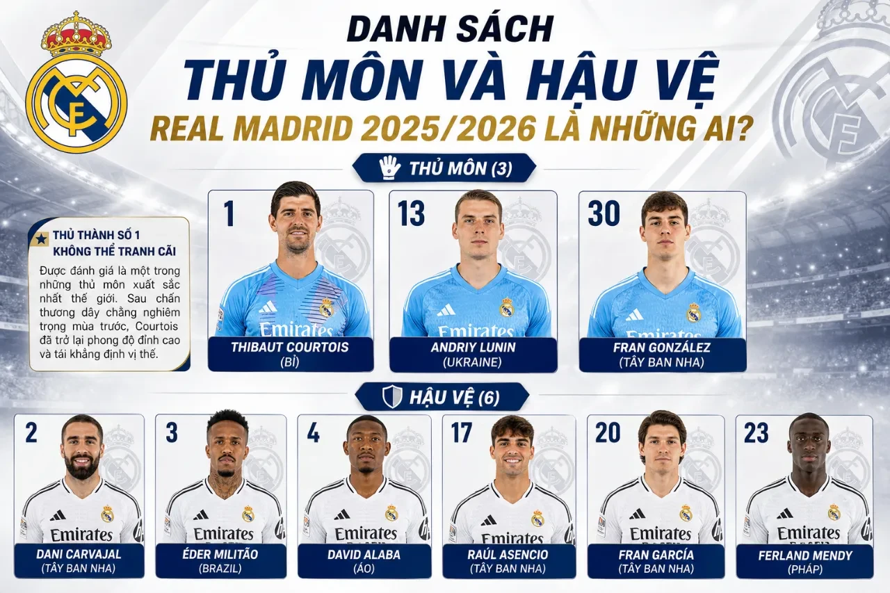 Khám Phá Đội Hình Real Madrid 2025/2026: Danh Sách Cầu Thủ & Những Siêu Sao Trụ Cột Không Thể Thiếu