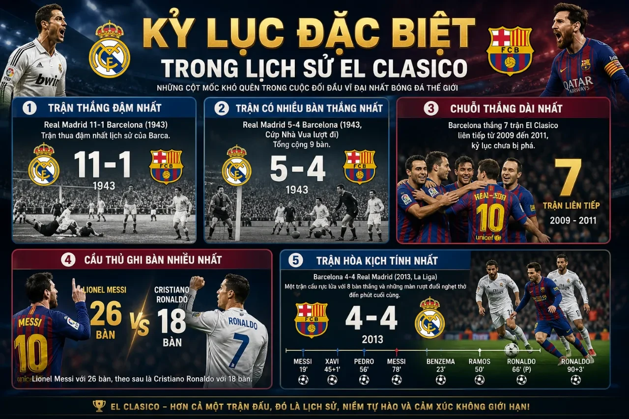 Siêu Kinh Điển El Clasico: Lịch Sử Thù Hận & 10 Trận Đại Chiến Bất Diệt Giữa Barcelona và Real Madrid