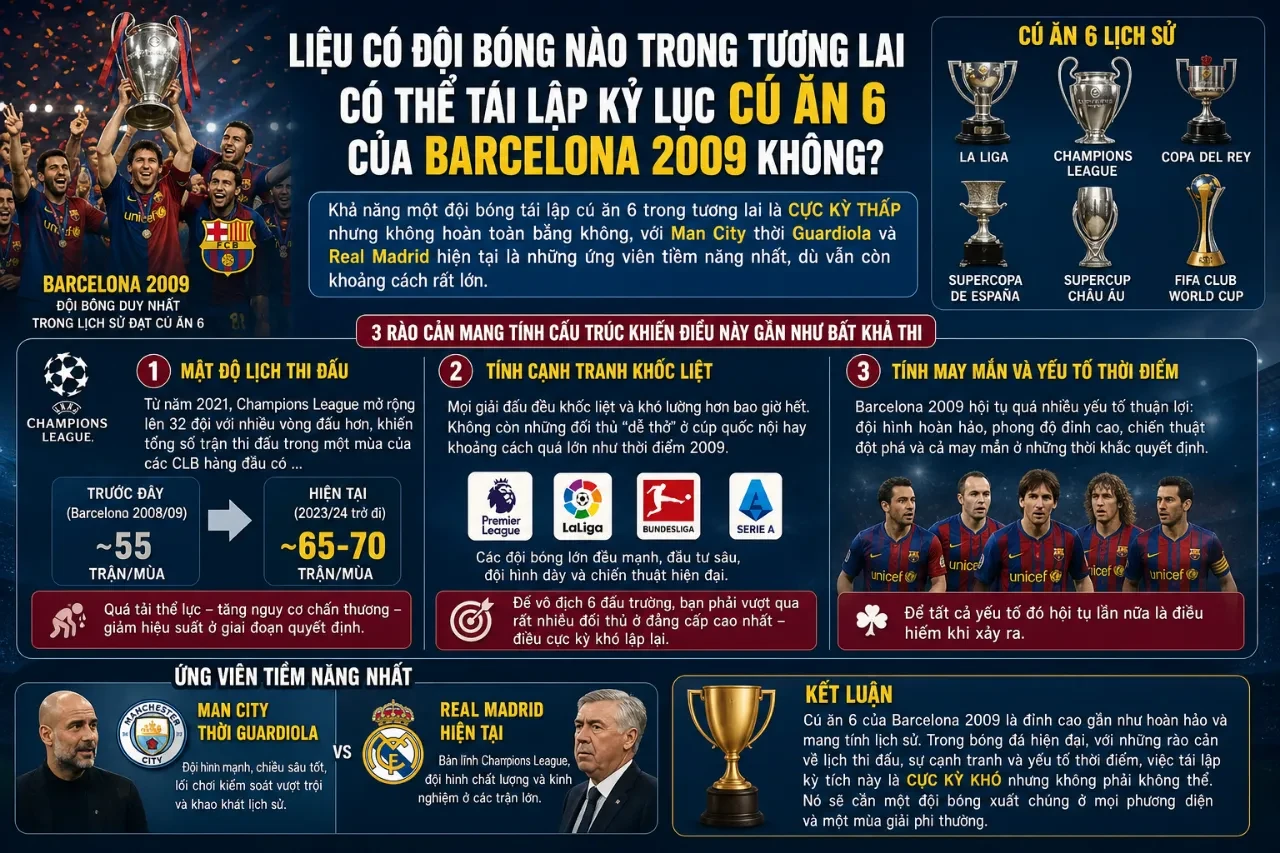 Giải Mã Kỷ Lục Cú Ăn 6 Vô Tiền Khoáng Hậu Của Barcelona 2009: 6 Danh Hiệu, 1 Năm Thống Trị Toàn Diện