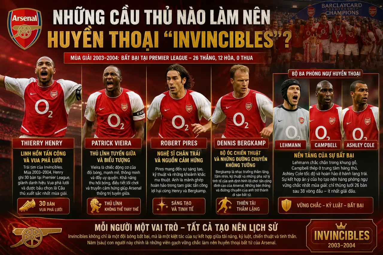 Đội hình chính thức của Arsenal nâng cao cúp vàng Ngoại hạng Anh trong mùa giải bất bại lịch sử