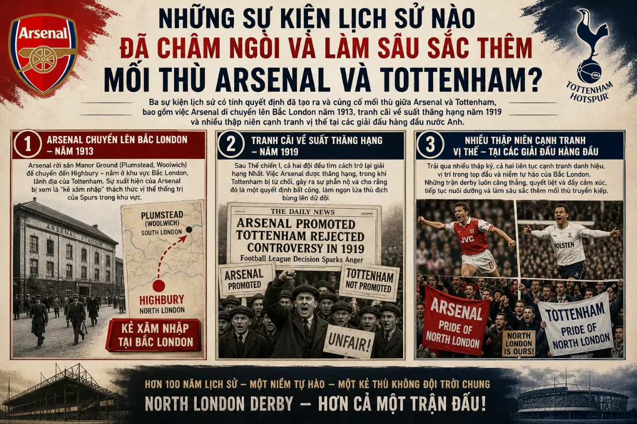 Khám Phá Derby Bắc London: Lịch Sử Kình Địch Thế Kỷ Giữa Arsenal (Pháo Thủ) và Tottenham Hotspur (Gà Trống)
