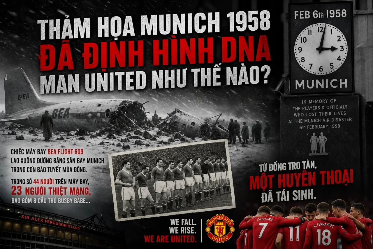 Bức tường tưởng niệm thảm họa hàng không Munich năm 1958 linh thiêng bên ngoài sân vận động Old Trafford