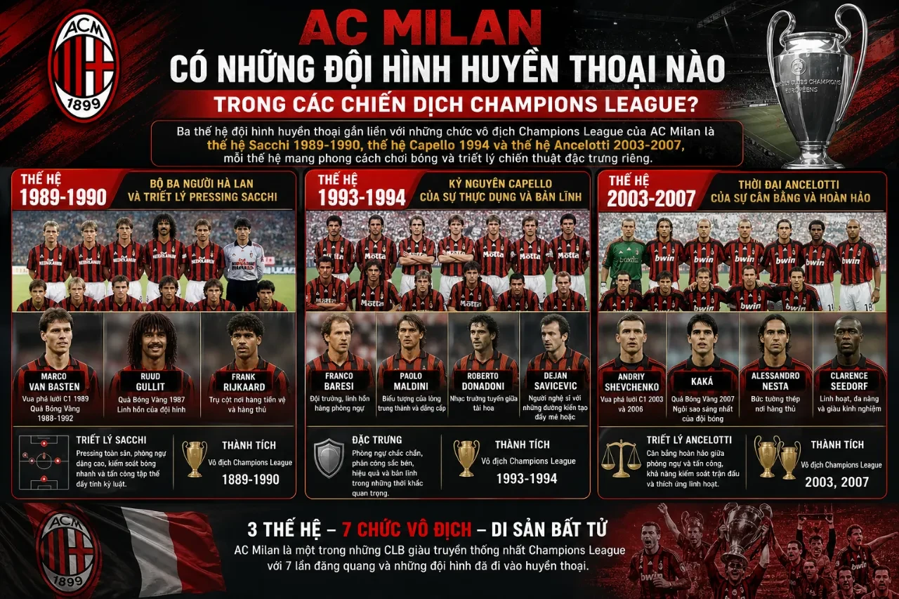 Tổng Hợp Danh Hiệu AC Milan: Từ Scudetto Đến Champions League Trong Lịch Sử Rossoneri