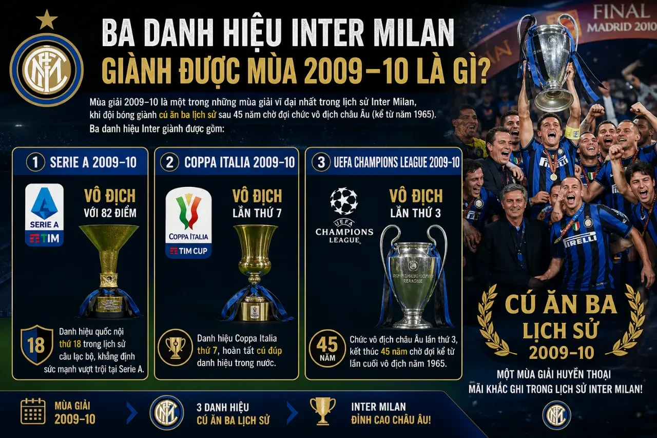 Ba Danh Hiệu Inter Milan Giành Được Mùa 2009–10 Là Gì?