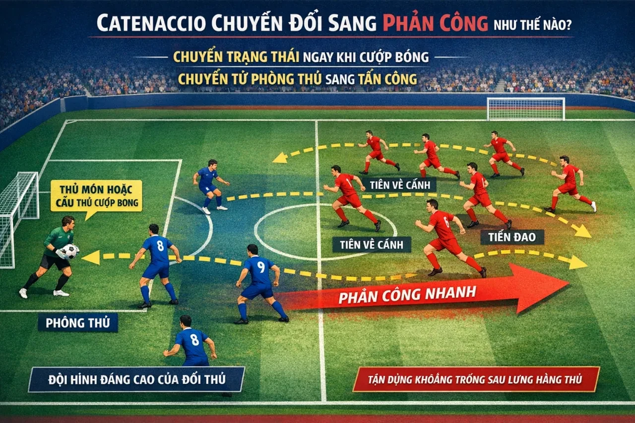 Khoảnh khắc chuyển trạng thái nhanh từ phòng ngự sang tấn công