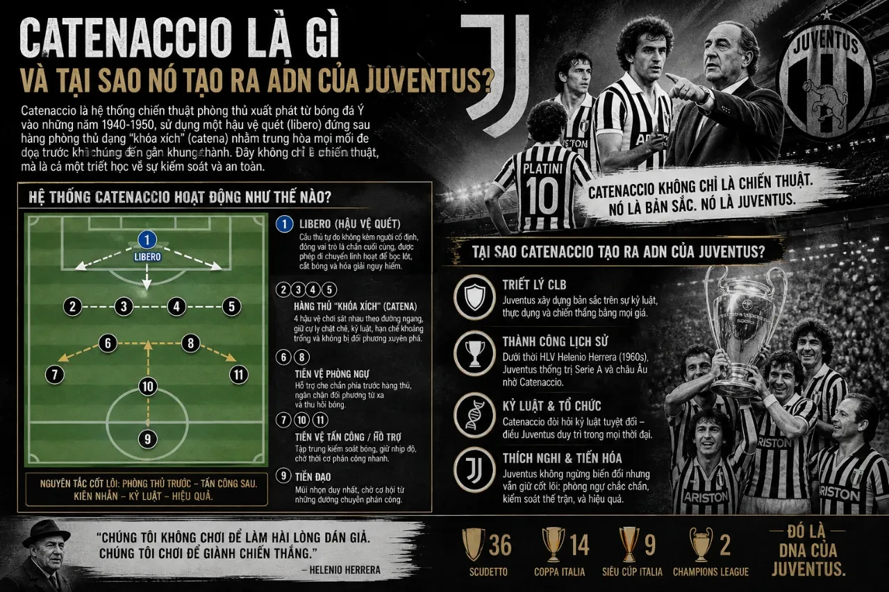 Giải Mã Bản Sắc Và Triết Lý Bóng Đá Thực Dụng Lừng Danh Của Juventus: Từ Catenaccio Đến Fino Alla Fine
