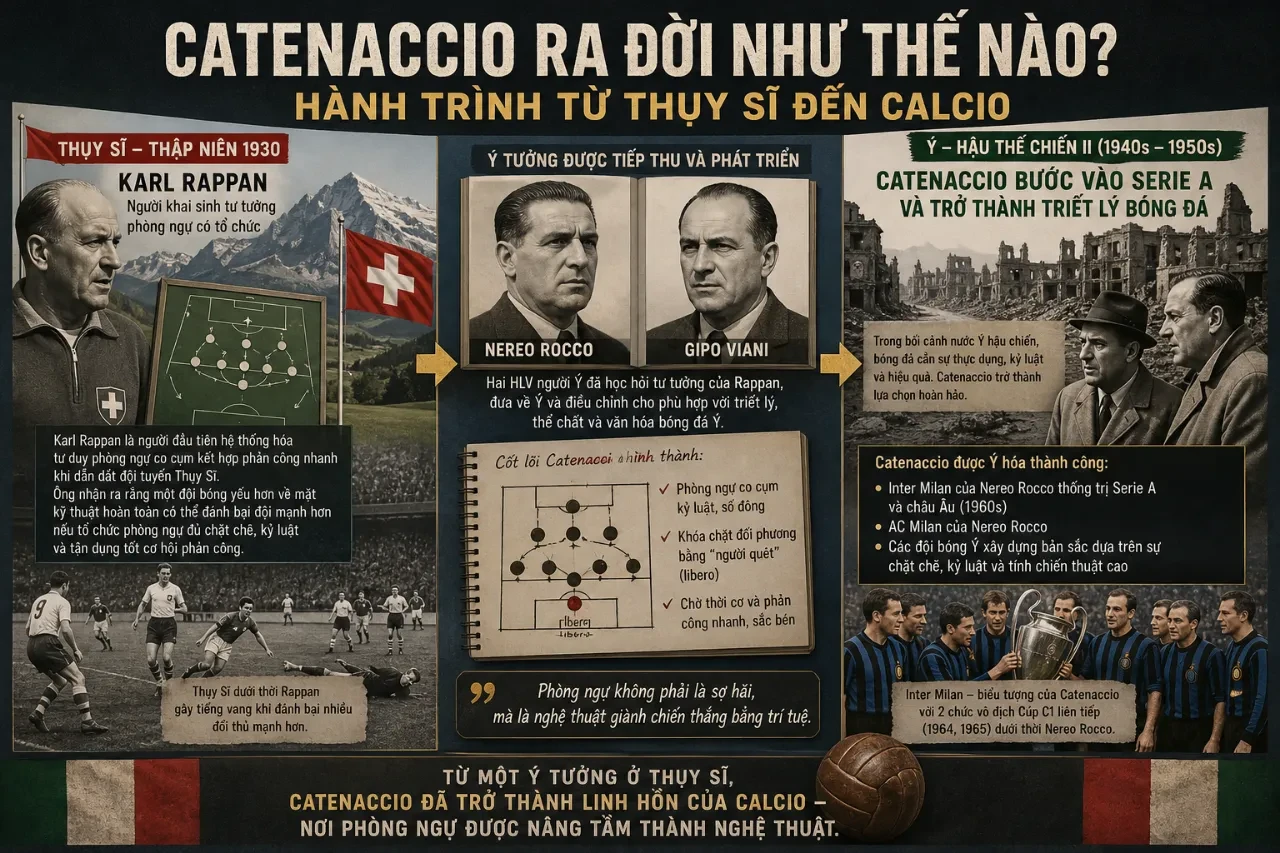 Giải Mã Catenaccio: Bản Sắc Phòng Ngự Phản Công Trứ Danh Tạo Nên Đế Chế Inter Milan