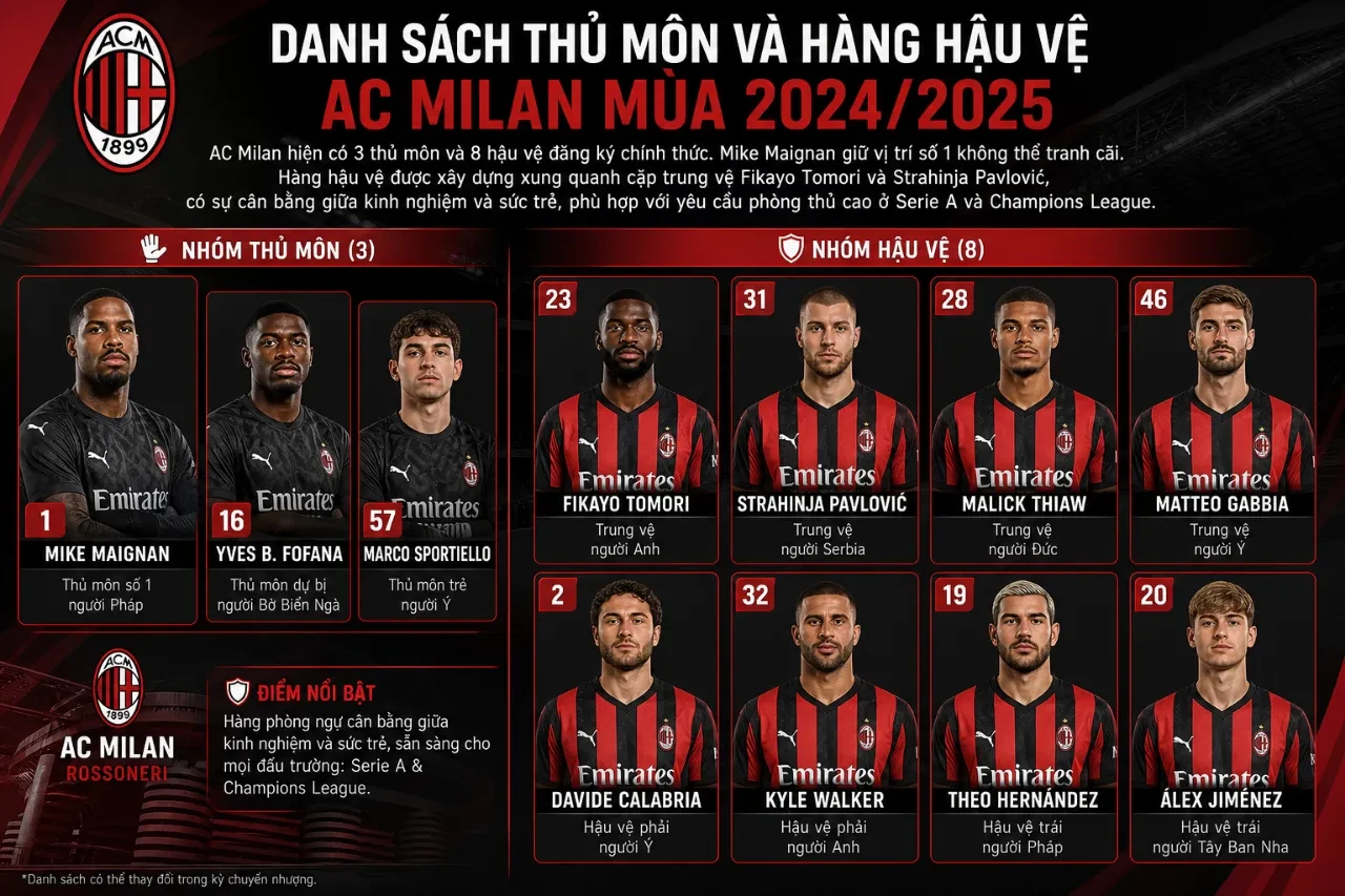 Khám Phá Đội Hình AC Milan Mới Nhất: Danh Sách Cầu Thủ & Những Ngôi Sao Chủ Lực Của Rossoneri