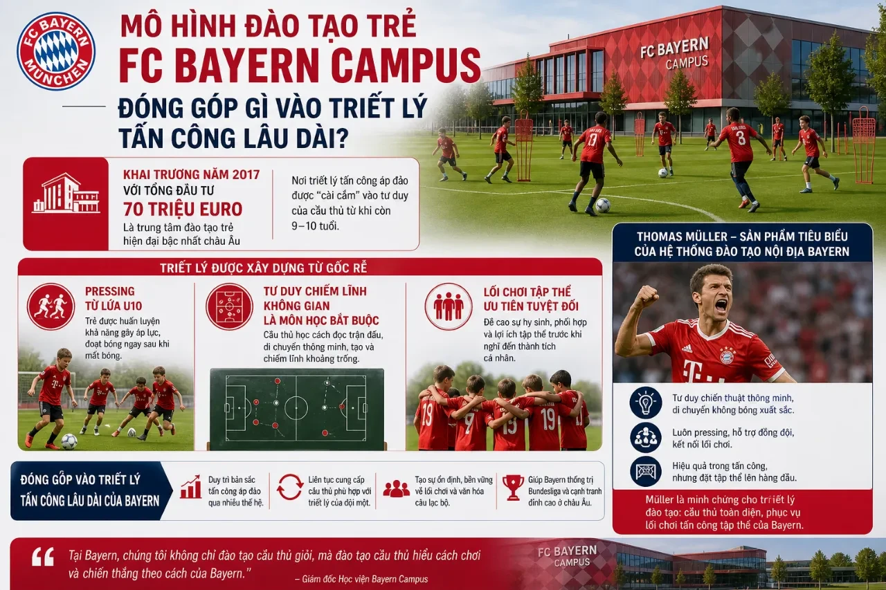 Học viện FC Bayern Campus nơi ươm mầm tài năng bóng đá trẻ Đức