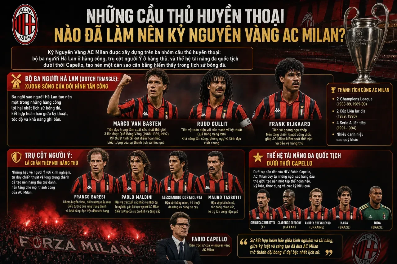 Đội hình huyền thoại của AC Milan trong giai đoạn thập niên 1980 và 1990